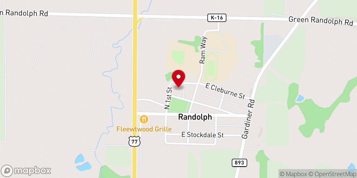 Map showing location of Randolph First United Methodist Church