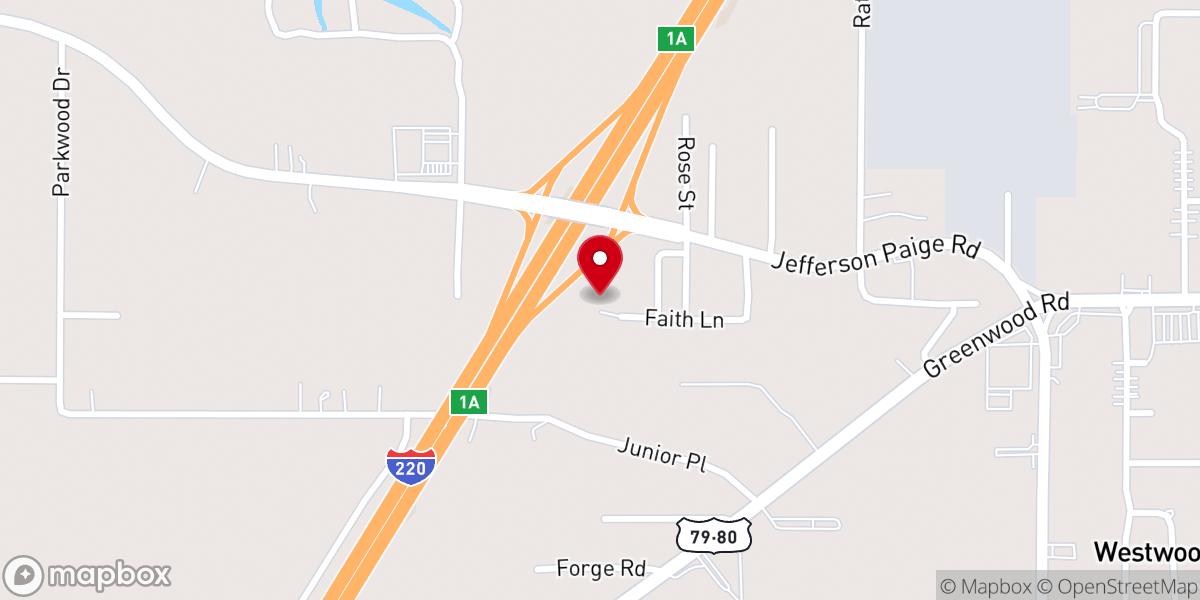 Map showing location of Pineville Baptist Church