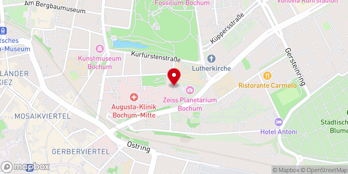 Map showing location of Jüdische Gemeinde Bochum, Herne, Hattingen