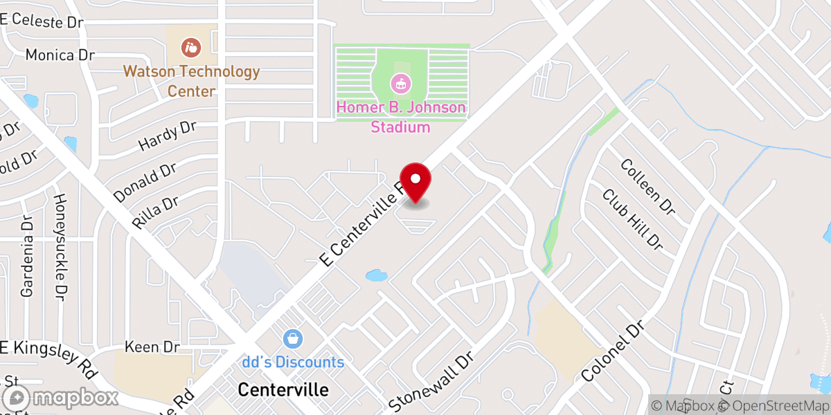 Map showing location of Centerville Road Church of Christ