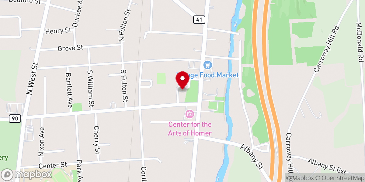 Map showing location of Homer Congregational Church