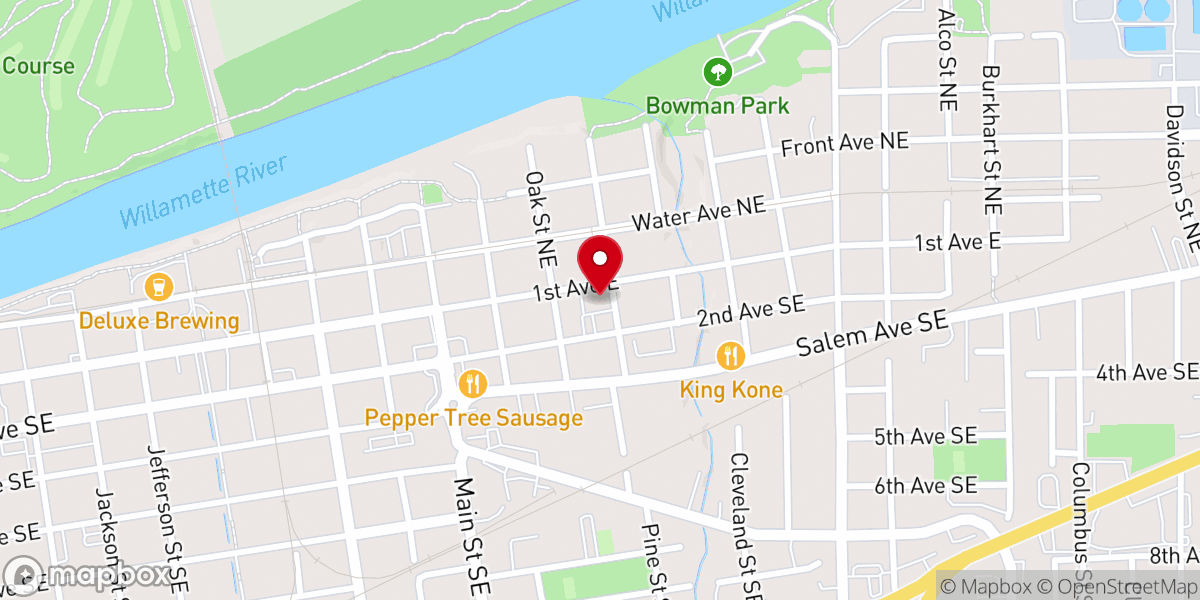 Map showing location of Albany Evangelical Church