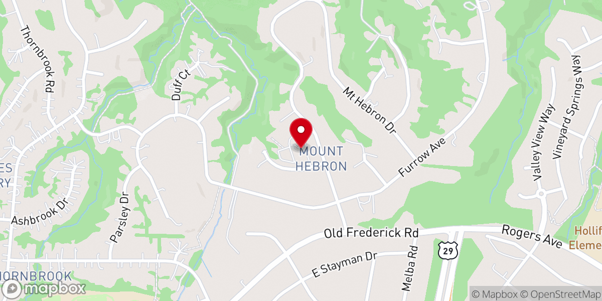 Map showing location of Mt Hebron Presbyterian Church