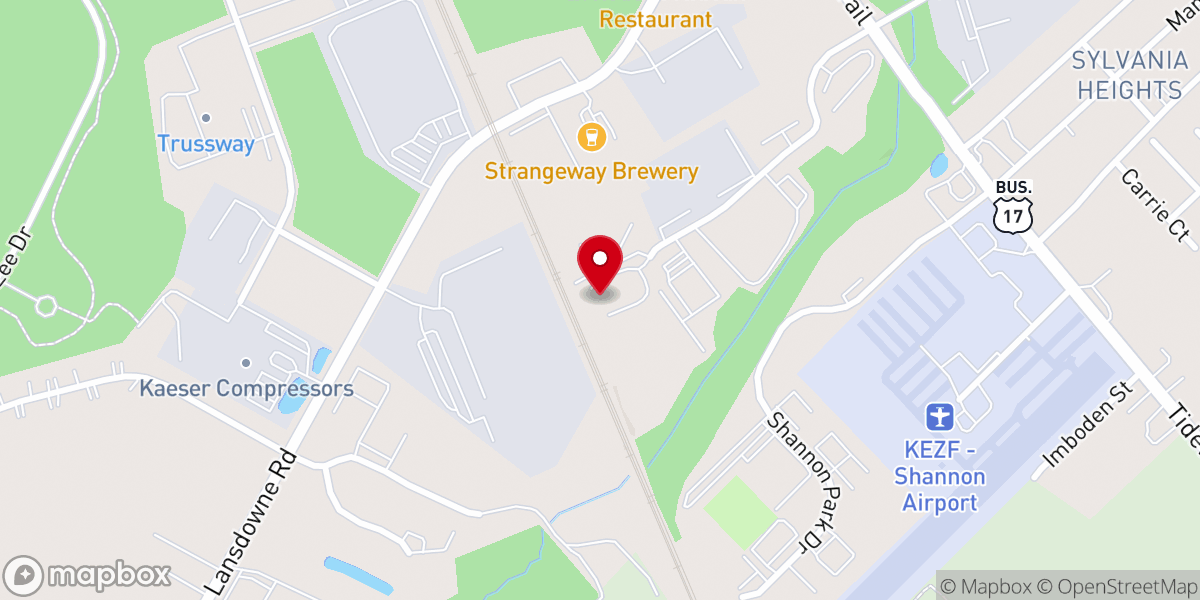 Map showing location of Fredericksburg Regional Food Bank