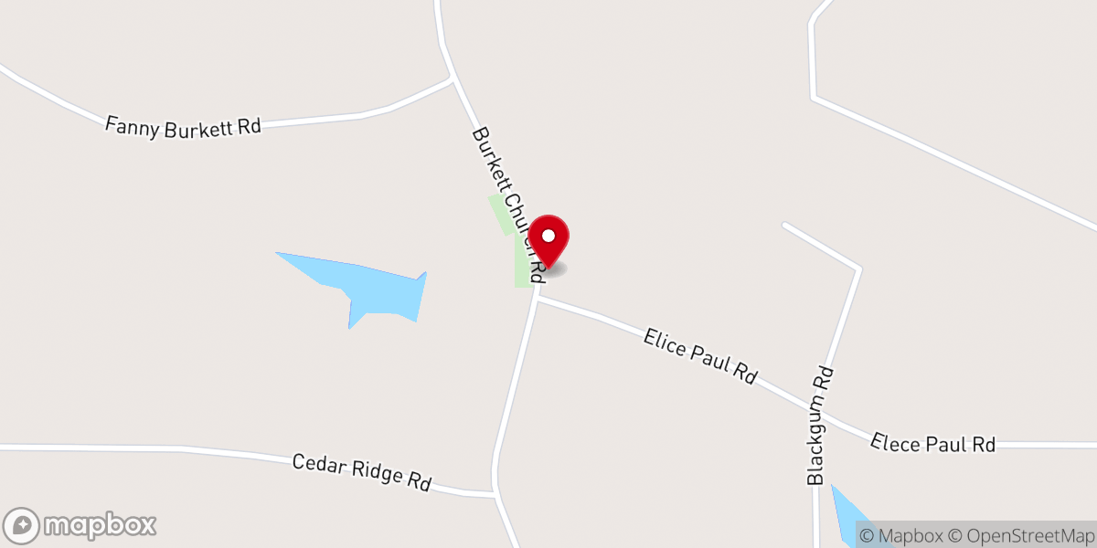 Map showing location of Burkett Baptist Church