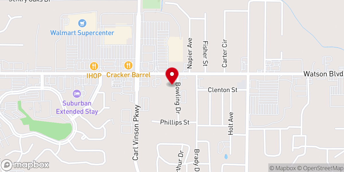 Map showing location of Bible Baptist Temple