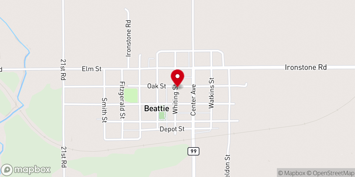 Map showing location of Beattie United Methodist Church