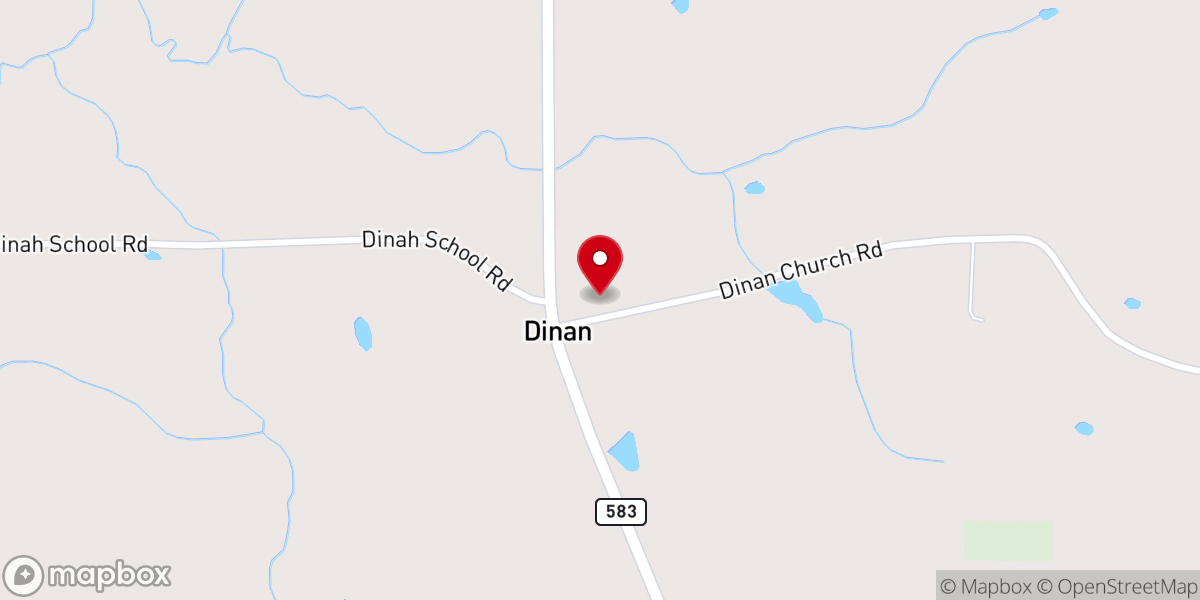 Map showing location of Dinan Baptist Church
