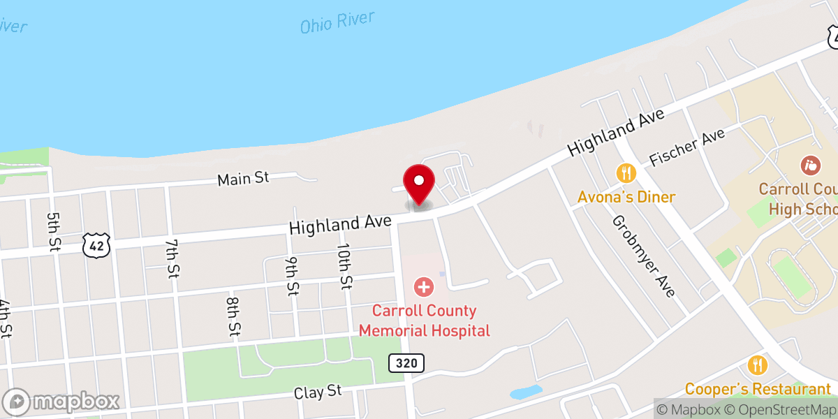 Map showing location of CCBethel Carrollton, KY