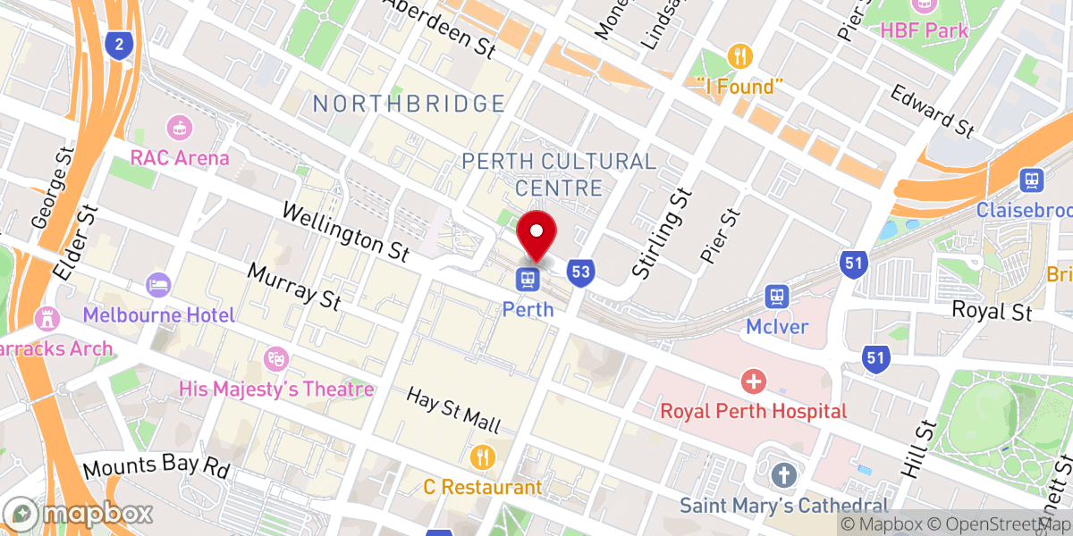 Map showing location of City Baptist Church Perth