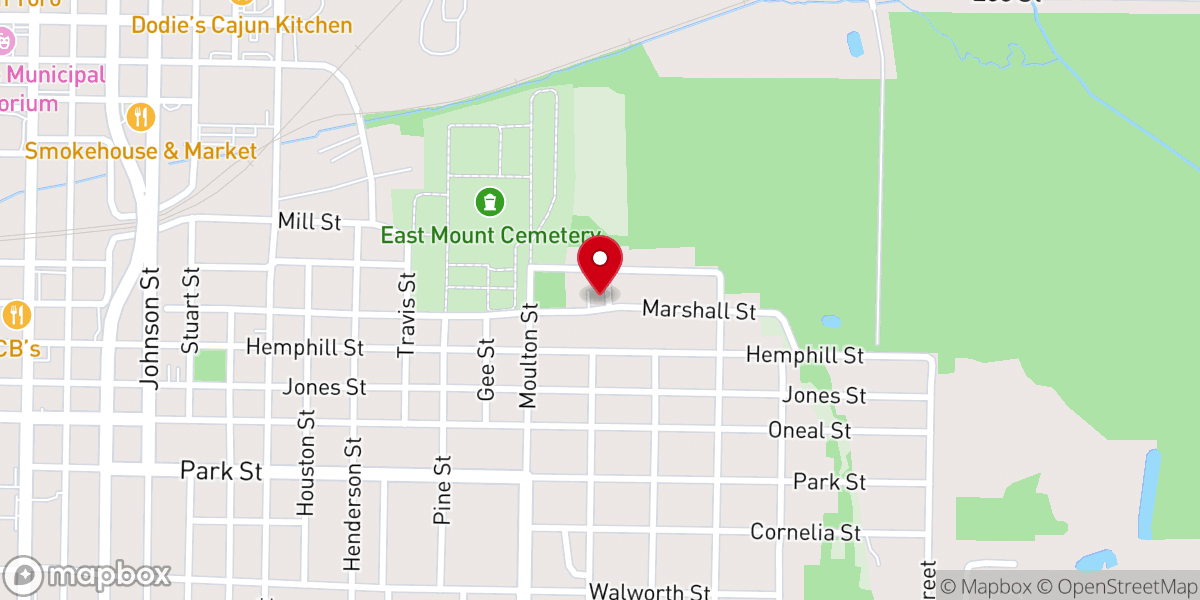Map showing location of Carter Temple CME Church