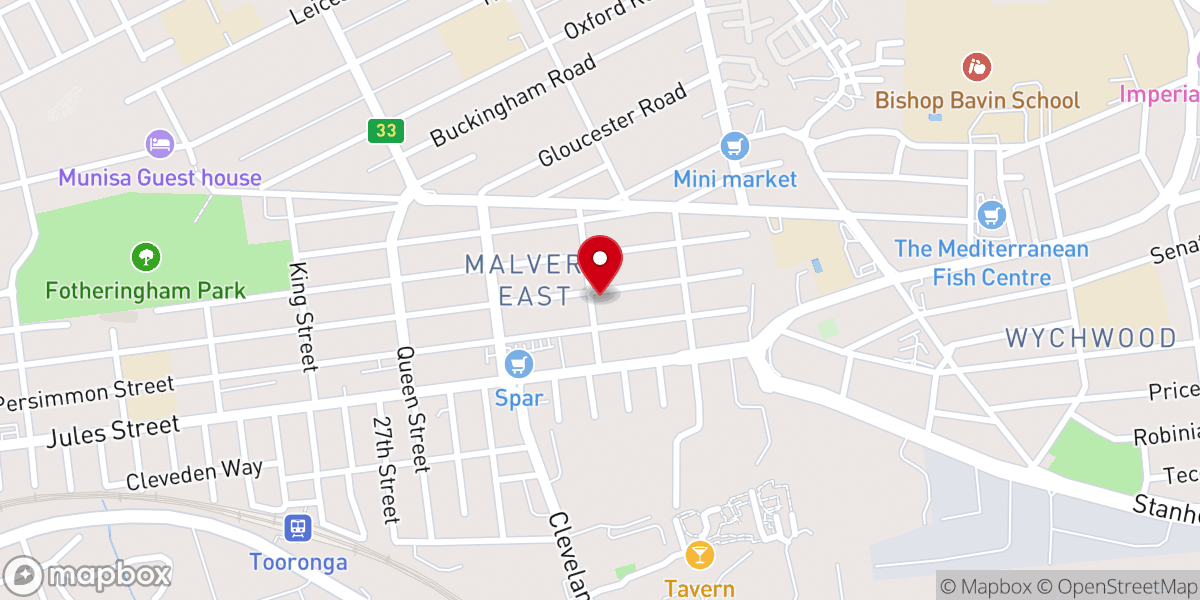 Map showing location of Methodist Church Malvern