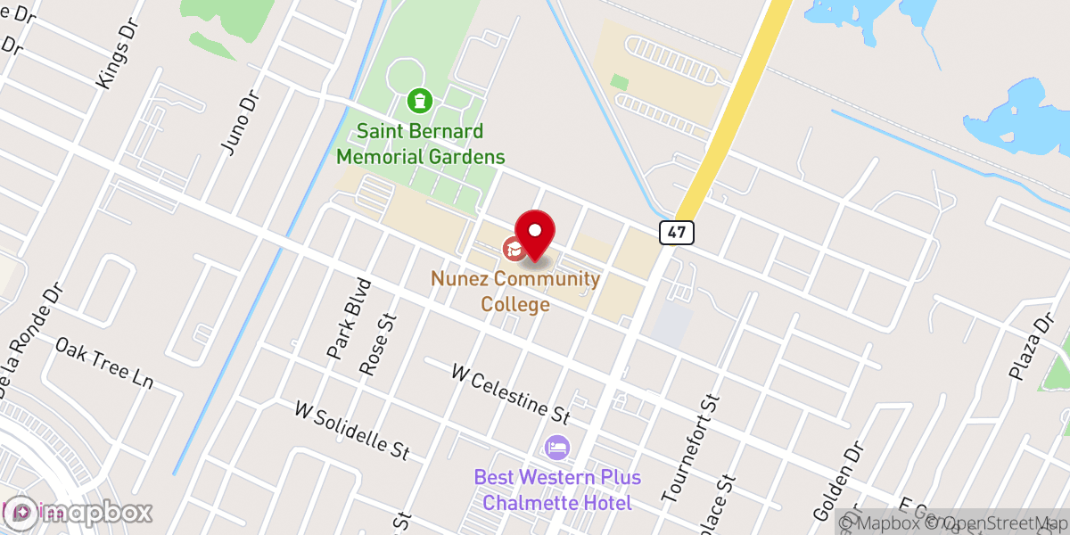Map showing location of Nunez Community College