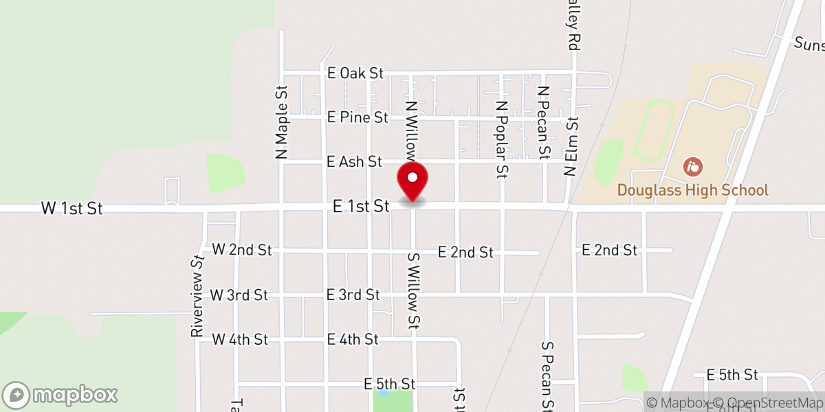Map showing location of Douglass