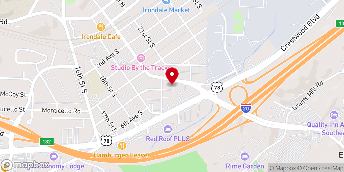 Map showing location of Irondale United Methodist Church