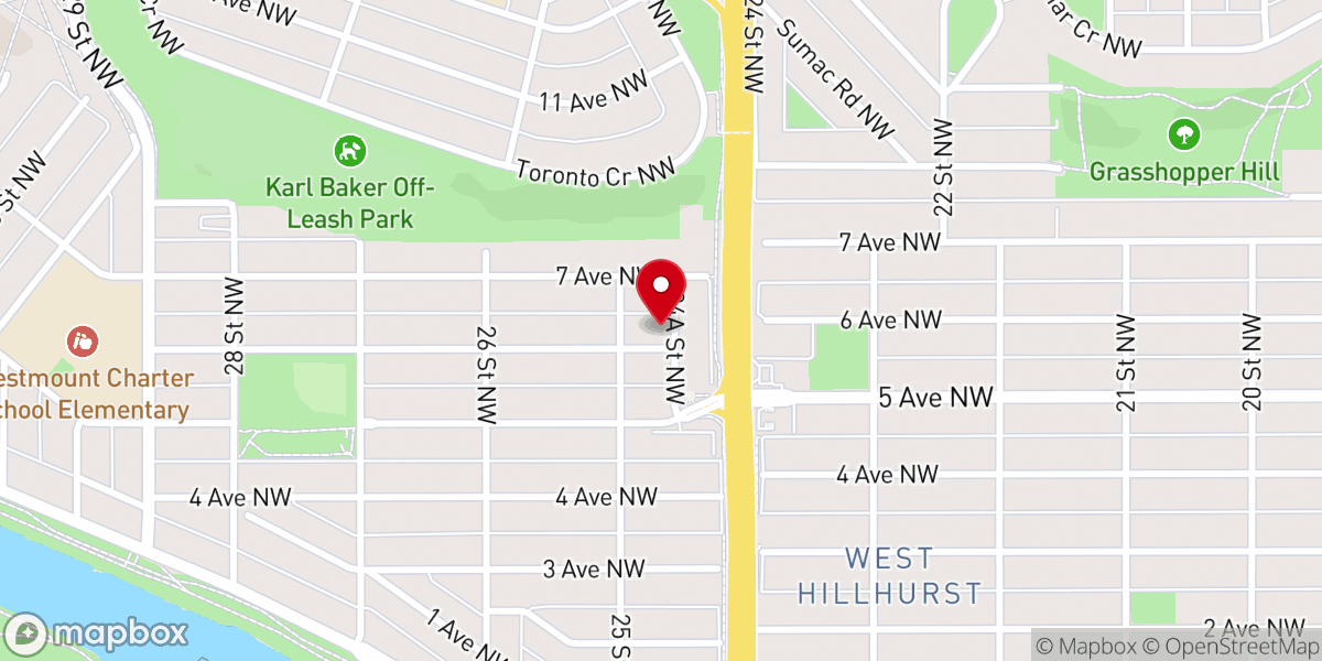 Map showing location of Calgary Presbyterian Church