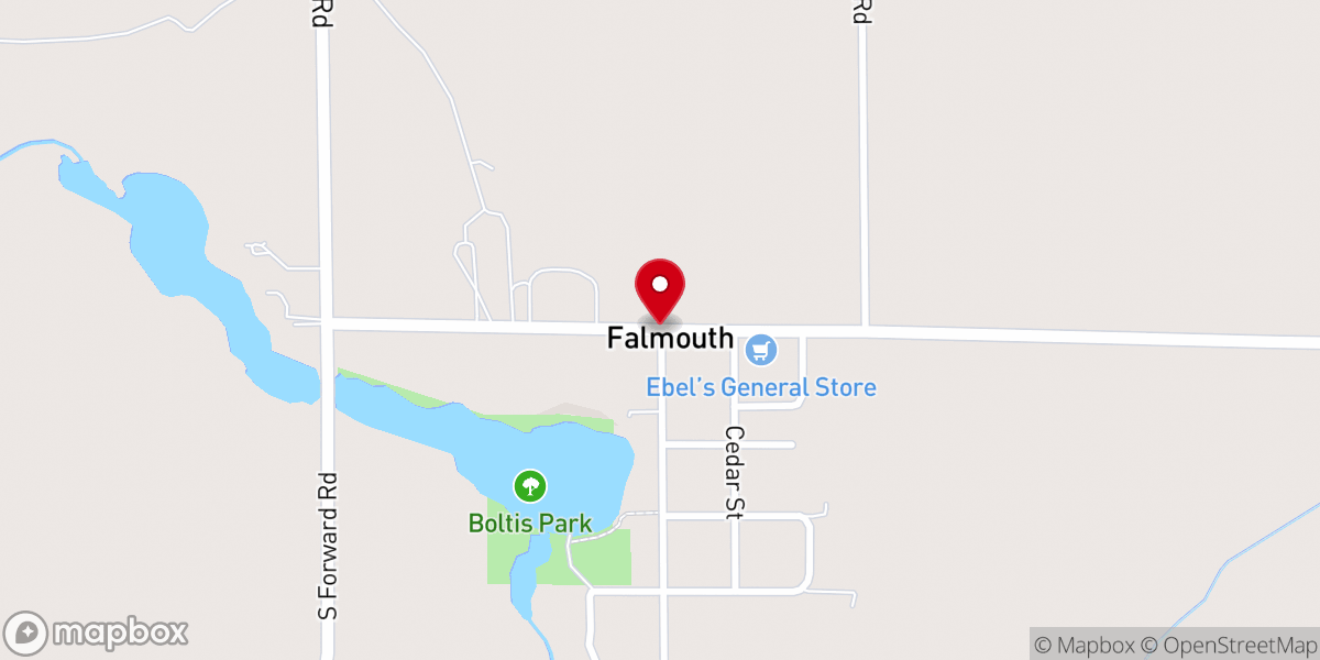 Map showing location of Falmouth