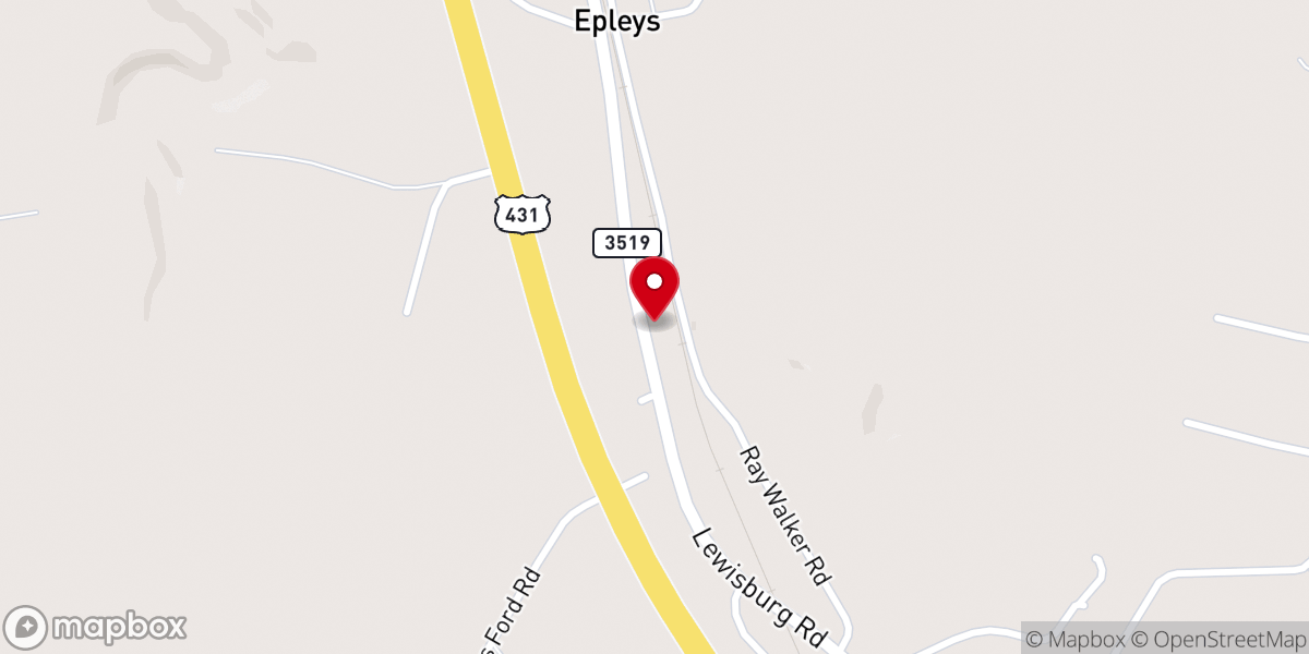 Map showing location of Epley Baptist Church