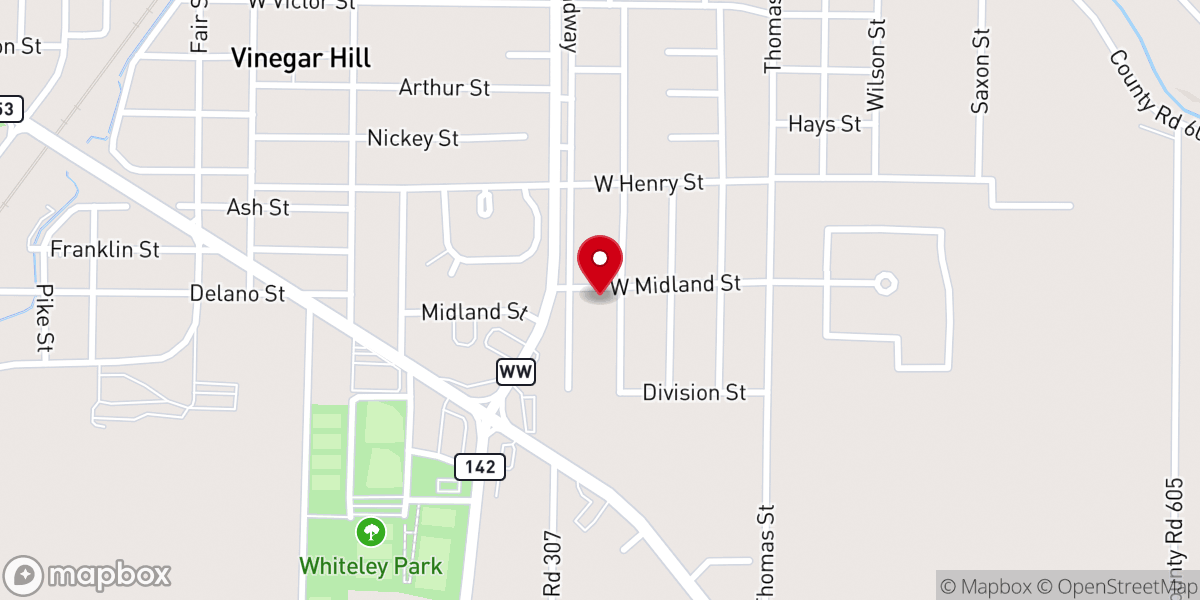 Map showing location of Southside Assembly of God