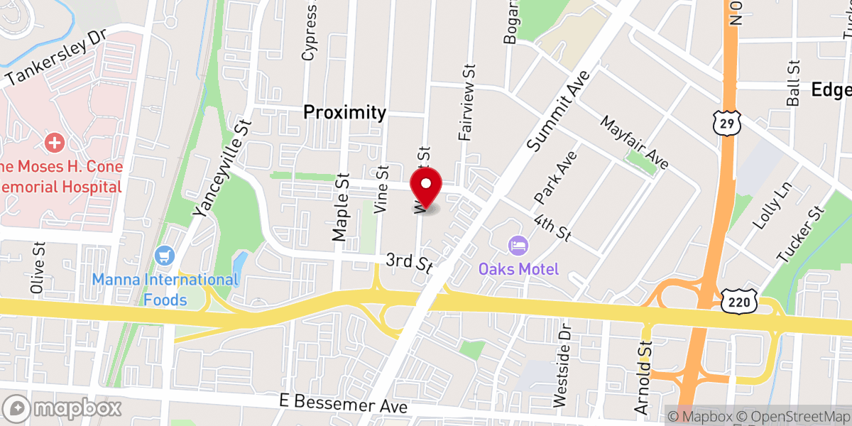 Map showing location of Eller Memorial Baptist Church