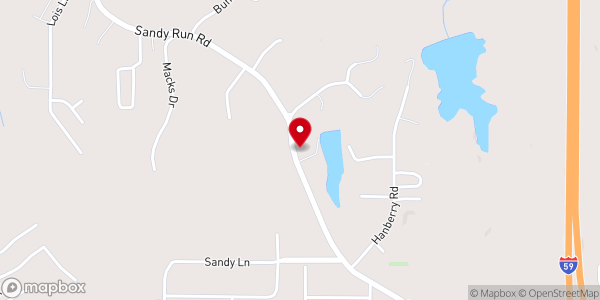Map showing location of Sandy Run Church