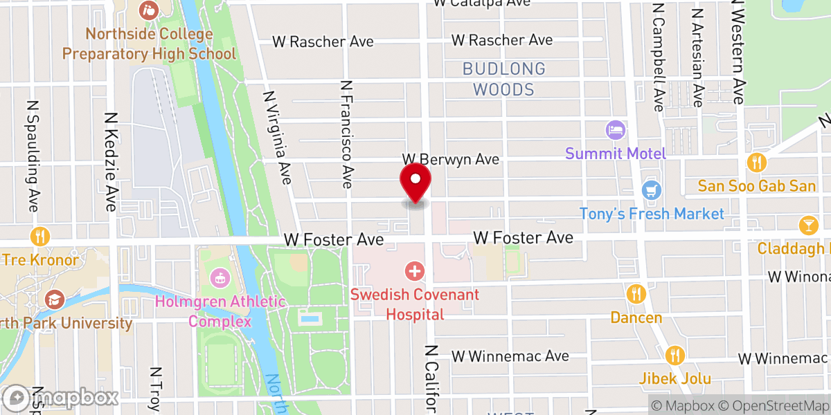 Map showing location of Chicago North Shore Seventh-day Adventist Church
