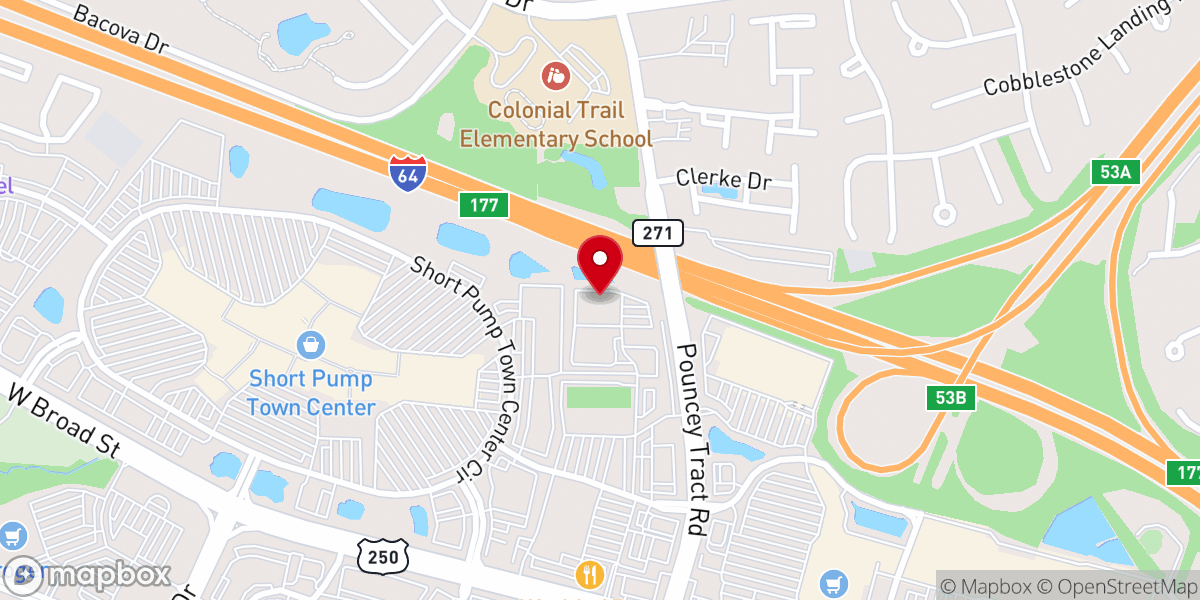 Map showing location of Bowl America Short Pump