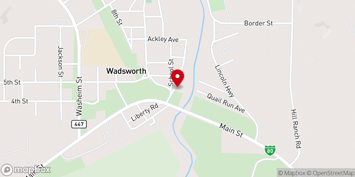 Map showing location of Wadsworth Union Church