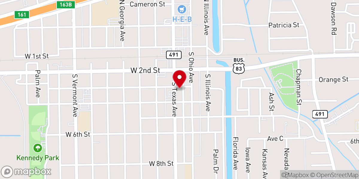 Map showing location of The Door Church of Mercedes