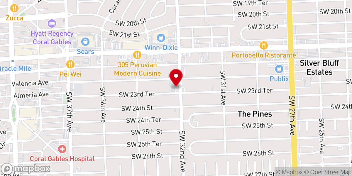 Map showing location of El Rey Jesus Sede Coral Gables