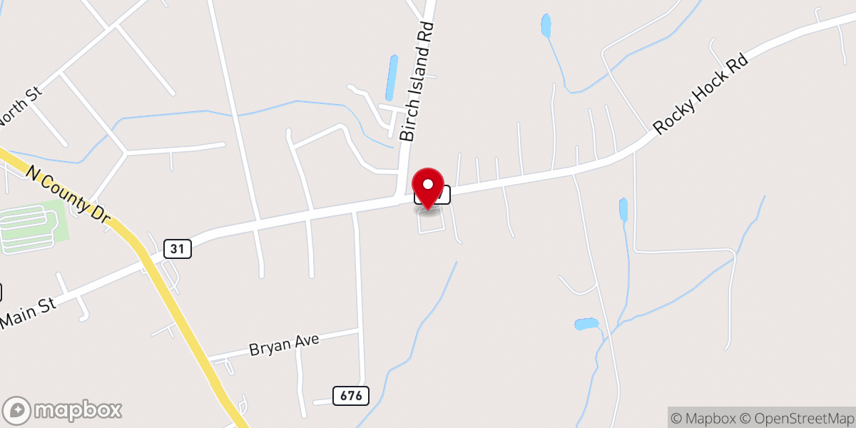 Map showing location of Oak Grove Baptist Church