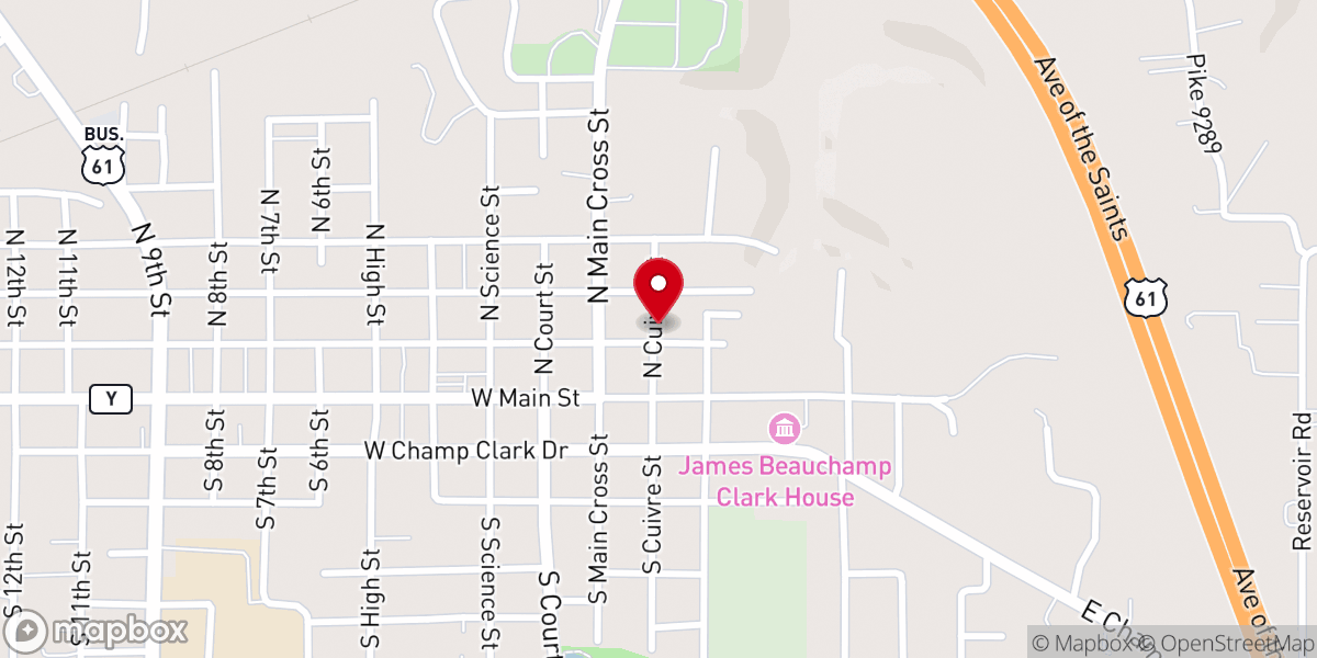 Map showing location of Pike County Genealogical Society and Museum