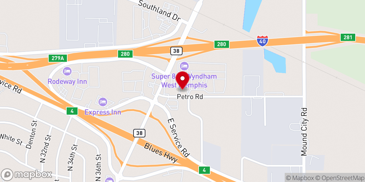 Map showing location of Trucker's Chapel