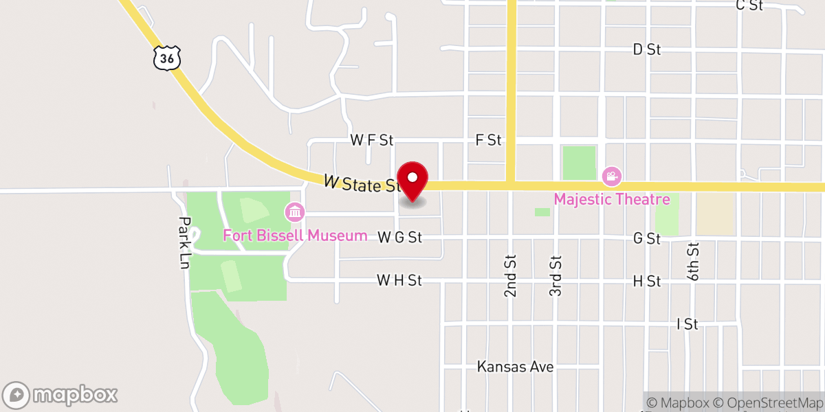 Map showing location of Phillipsburg First Assembly of God
