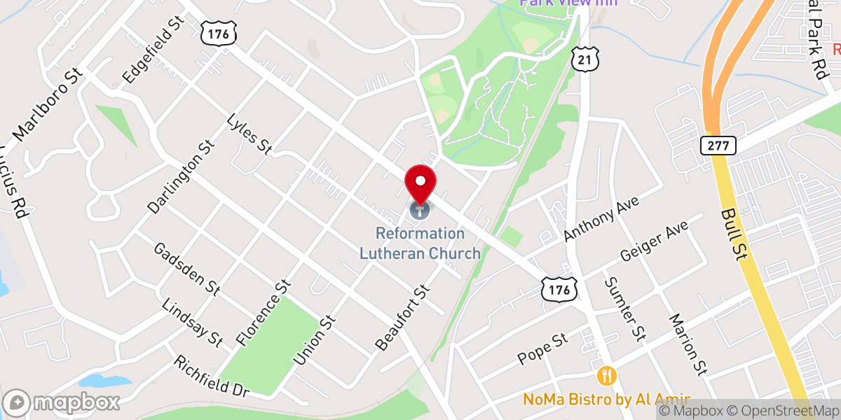 Map showing location of Reformation Lutheran Church