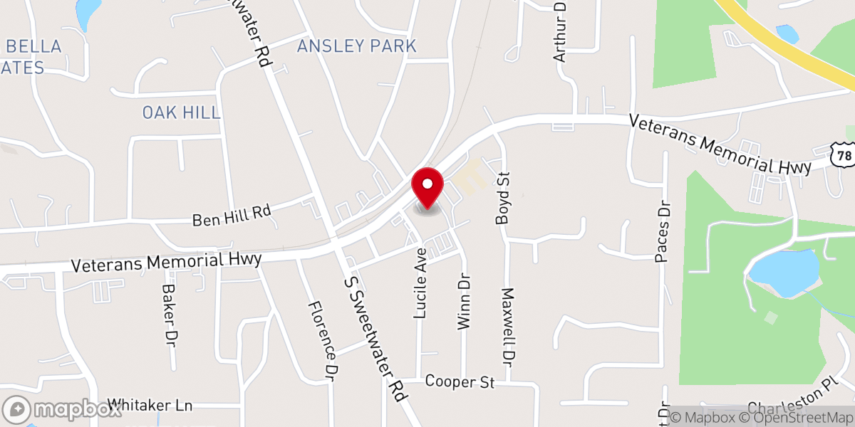 Map showing location of First Baptist Church of Lithia Springs