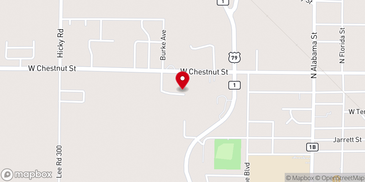 Map showing location of Marianna First United Pentecostal Church