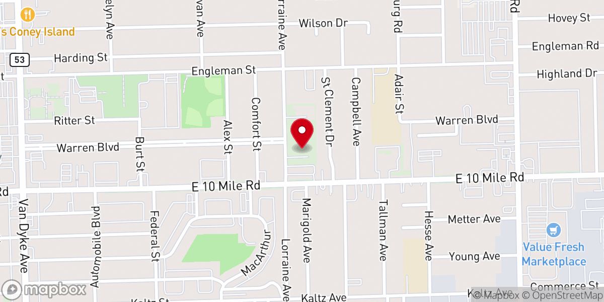 Map showing location of International Missionary Baptist Church