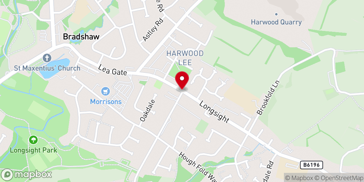 Map showing location of Harwood Methodist Church