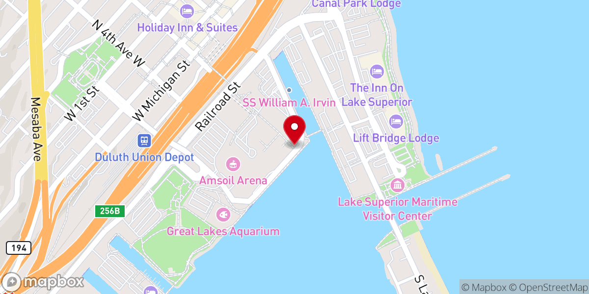 Map showing location of Duluth-Superior Excursions