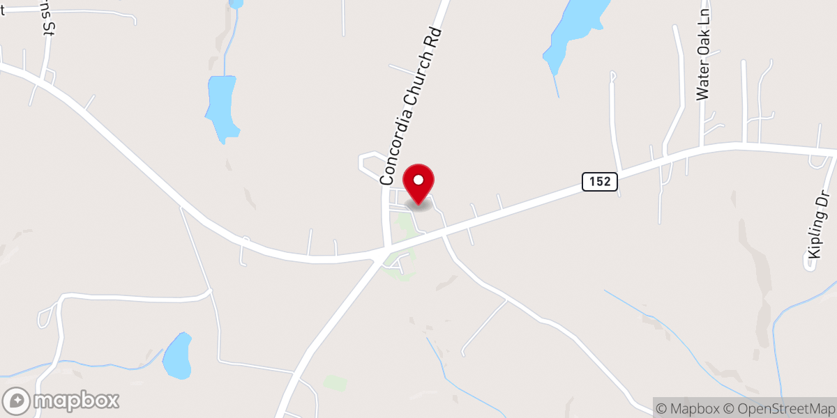 Map showing location of Concordia Lutheran Church