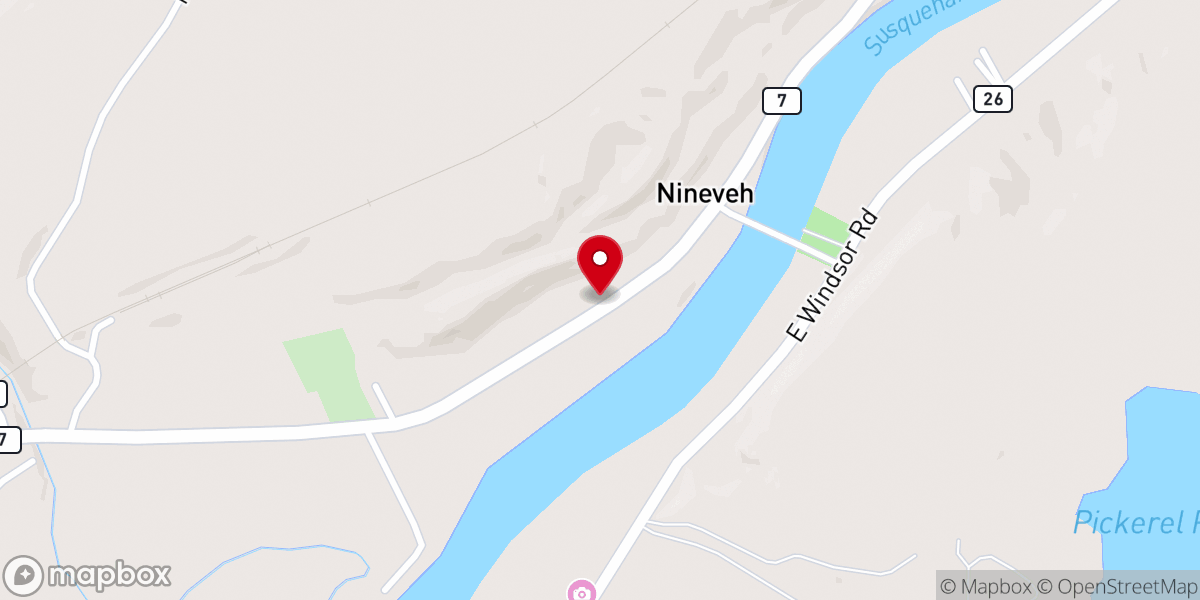 Map showing location of Nineveh Presbyterian Church