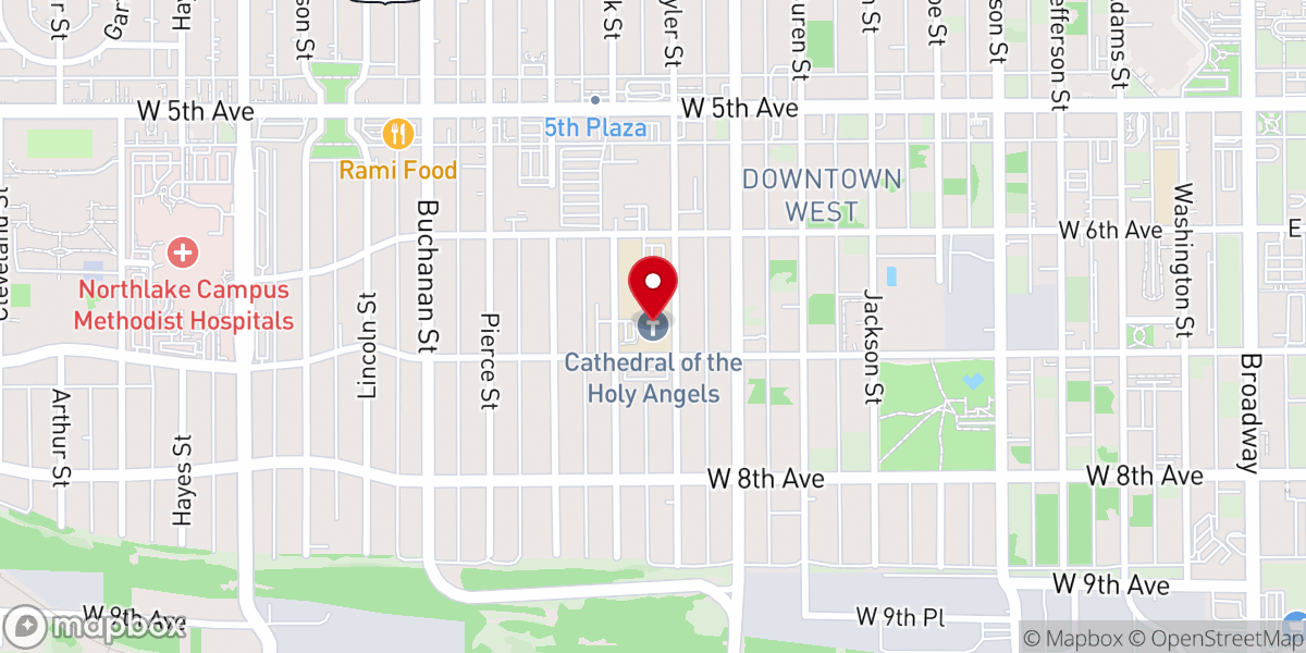 Map showing location of Cathedral of the Holy Angels