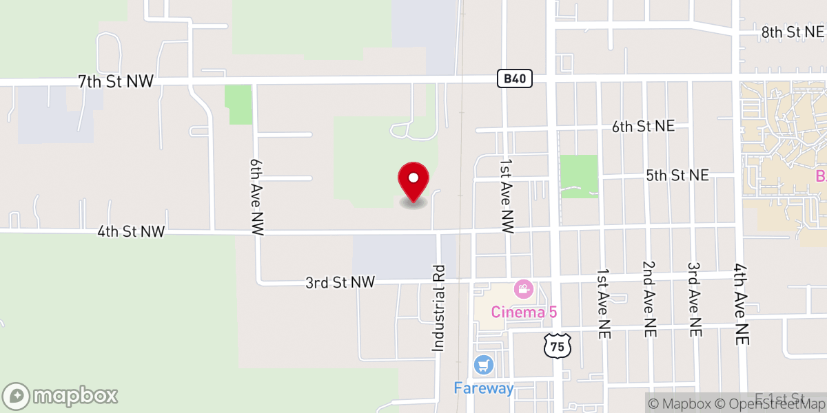 Map showing location of Netherlands Reformed Congregation of Sioux Center Iowa