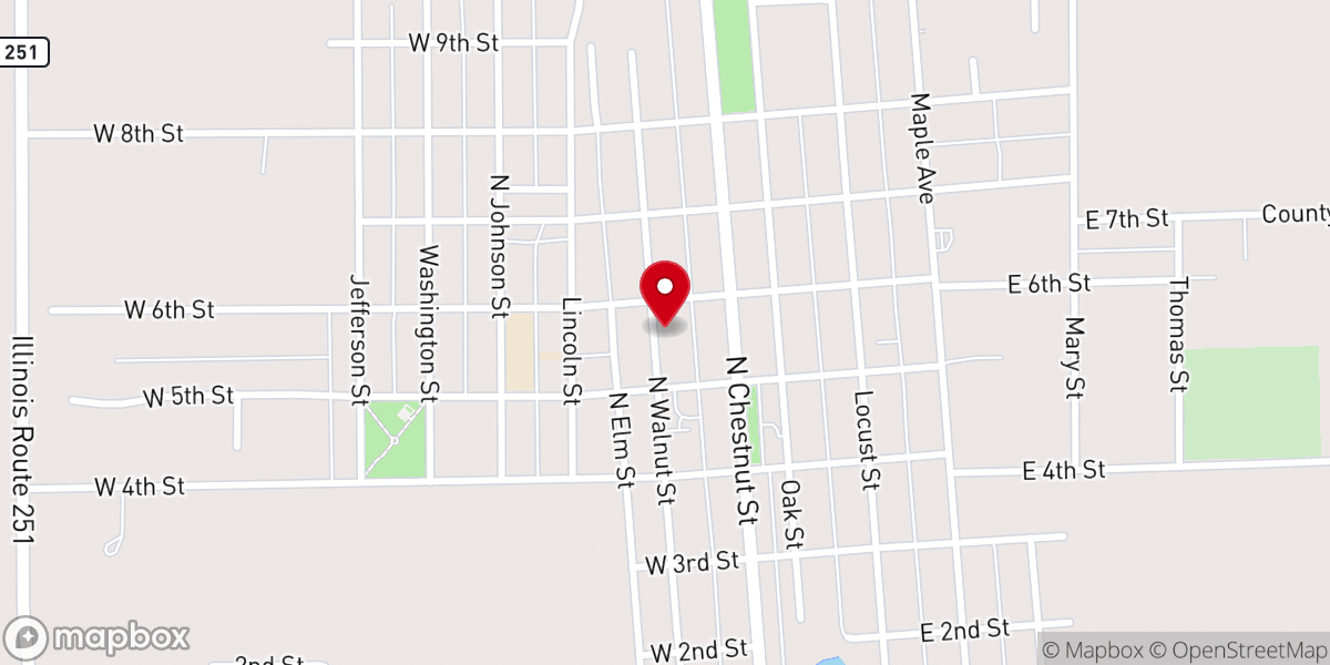 Map showing location of Calvert Johnson & Froelich Memorial Homes - Minonk Chapel