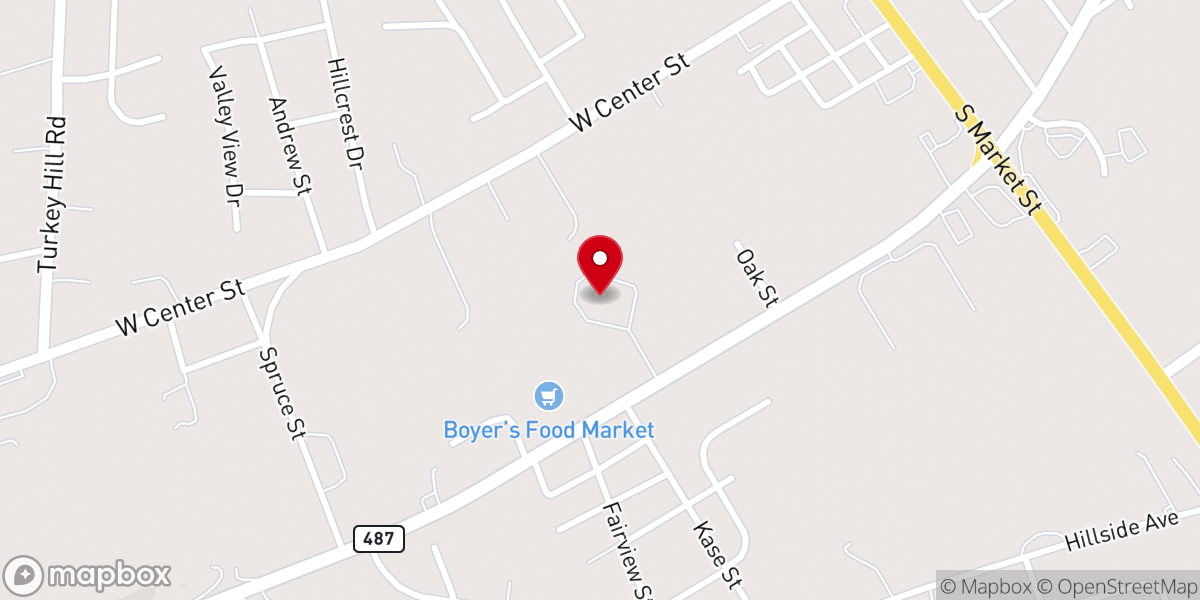 Map showing location of Elysburg Presbyterian Church