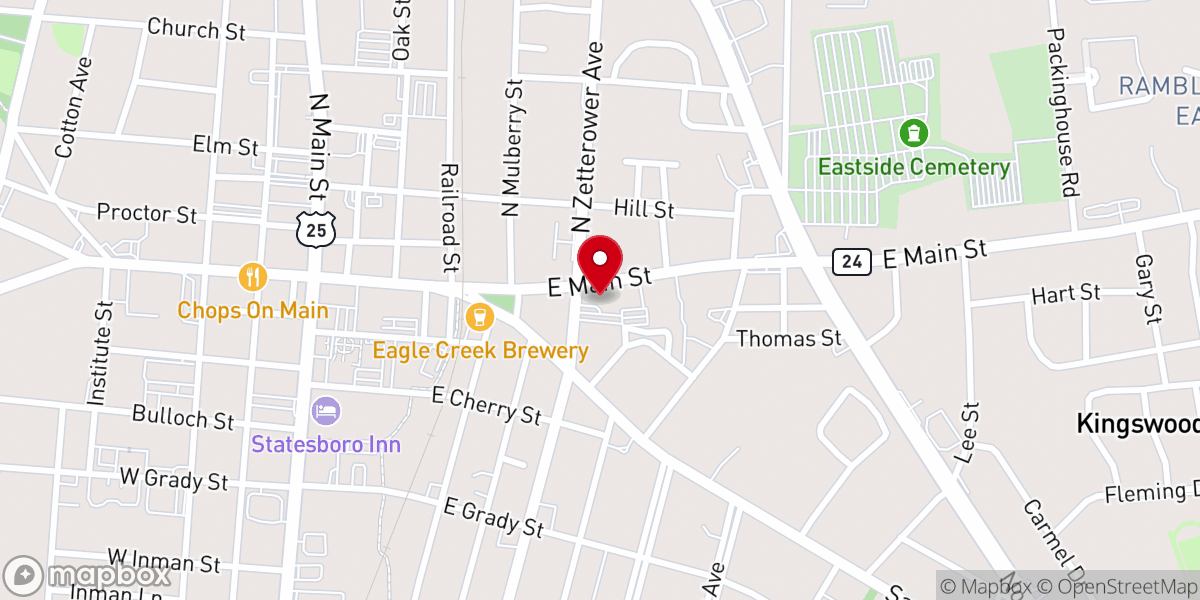 Map showing location of Statesboro Primitive Baptist