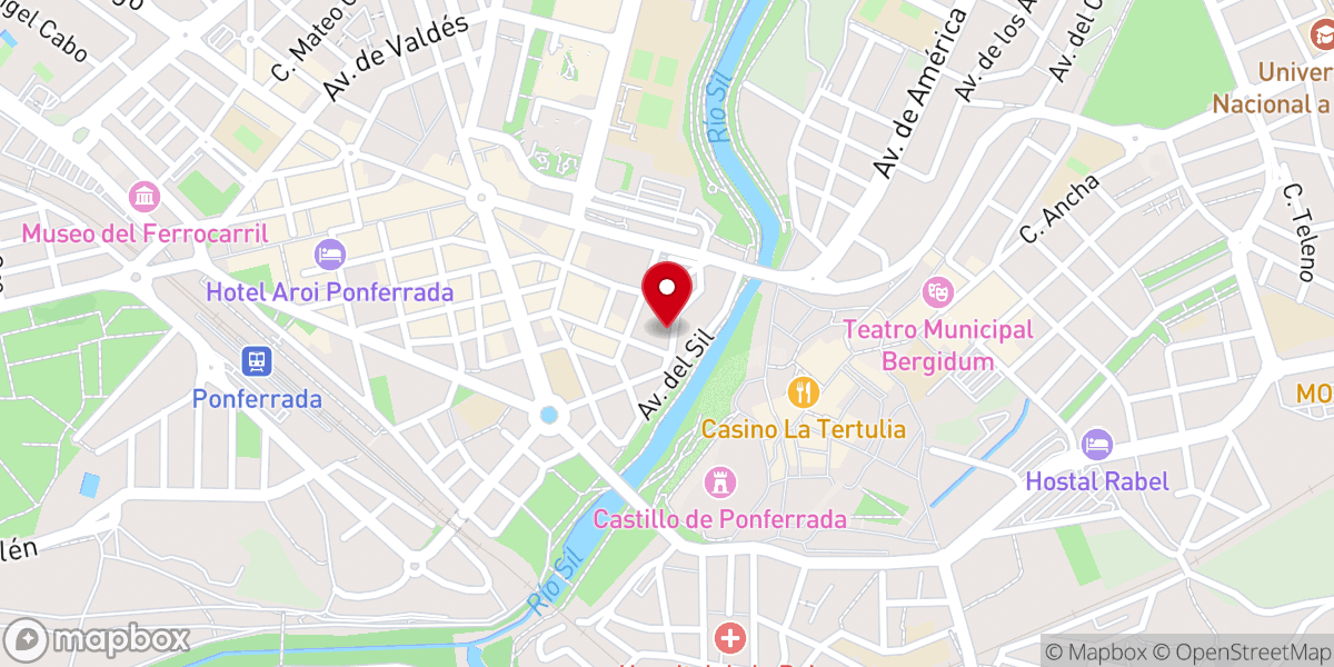 Map showing location of Iglesia Evangélica Ponferrada