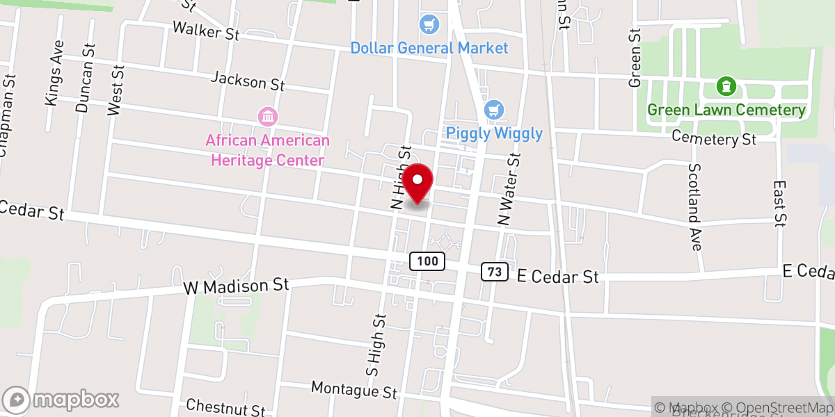 Map showing location of Franklin Presbyterian Church