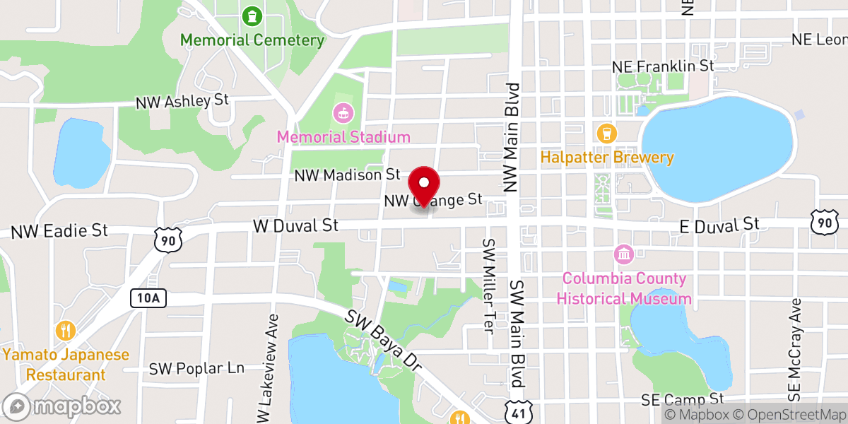 Map showing location of First Christian Church